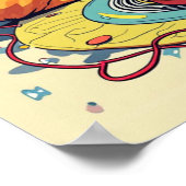 ミッド・センチュリー猫とレトロ・レコード&テレビ ポスター (角)