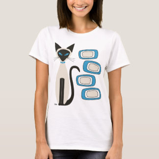 ミッド・センチュリー・ブルー・オブロンのシャム猫 Tシャツ