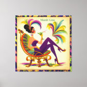 ミッド・センチュリー・マルディ・グラスの女性とマルティーニ キャンバスプリント (正面)