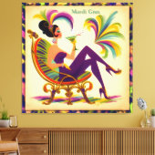 ミッド・センチュリー・マルディ・グラスの女性とマルティーニ キャンバスプリント (インサイチュ (リビング))