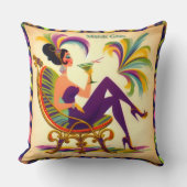 ミッド・センチュリー・マルディ・グラスの女性とマルティーニ クッション (正面)