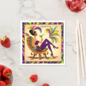 ミッド・センチュリー・マルディ・グラスの女性とマルティーニ スタンダードカクテルナプキン (インサイチュ)