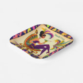 ミッド・センチュリー・マルディ・グラスの女性とマルティーニ ペーパープレート (傾斜あり)