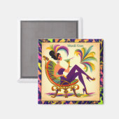 ミッド・センチュリー・マルディ・グラスの女性とマルティーニ マグネット (正面/裏面)