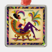 ミッド・センチュリー・マルディ・グラスの女性とマルティーニ メタルオーナメント (正面)