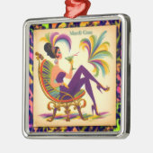 ミッド・センチュリー・マルディ・グラスの女性とマルティーニ メタルオーナメント (左)