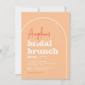 ミッド・モダン オレンジ レトロ アーチ ブランシュ ブライダルシャワー 招待状 (正面)
