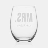 ミッパーソナライズされたズ・ネーム結婚の新婚 ステムなしワイングラス (裏面)