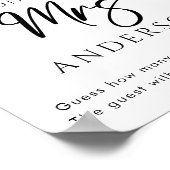 ミッパーソナライズされたズ・ブライダルシャワー・ゲームのキス ポスター (角)