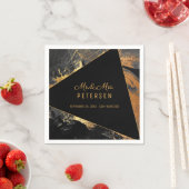 ミッモダンエレガントト・ミセス・金ゴールドとブラック結婚ズ スタンダードカクテルナプキン (インサイチュ)