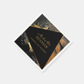 ミッモダンエレガントト・ミセス・金ゴールドとブラック結婚ズ スタンダードカクテルナプキン (角)