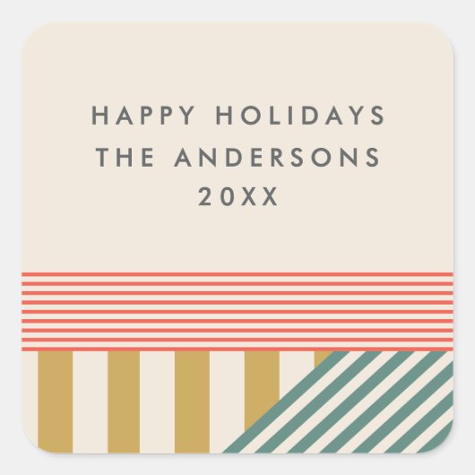 ミッモダンクスストライプクリスマスホリデー スクエアシール (正面)