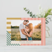 ミッモダンクスストライプフォトクリスマス シーズンカード (スタンド正面)