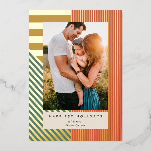 ミッモダンクスストライプフォトクリスマス 箔シーズンカード (正面)