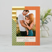 ミッモダンクスストライプフォトクリスマス 箔シーズンカード (立ち正面)