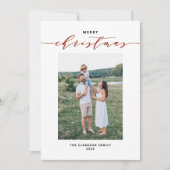 ミッモダンクスタイポグラフィレッドメリークリスマスフォト シーズンカード (正面)