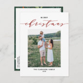 ミッモダンクスタイポグラフィレッドメリークリスマスフォト シーズンポストカード (正面/裏面)