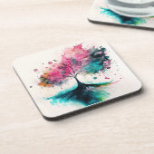 ミッモダントはっきりしたカルツリー（青、ピンク、オレンジ） コースター (左側)