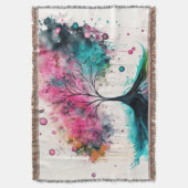 ミッモダントはっきりしたカルツリー（青、ピンク、オレンジ） スローブランケット (正面縦)