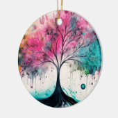 ミッモダントはっきりしたカルツリー(青、ピンク、オレンジ) セラミックオーナメント (左)