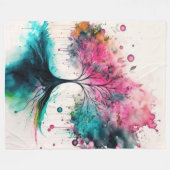 ミッモダントはっきりしたカルツリー（青、ピンク、オレンジ） フリースブランケット (正面(横))