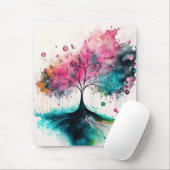 ミッモダントはっきりしたカルツリー（青、ピンク、オレンジ） マウスパッド (マウス)