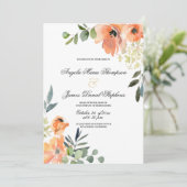 ミッモダントグリーンコーラルピンク結婚フローラ 招待状 (スタンド正面)