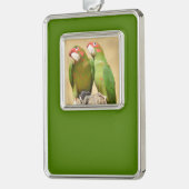 ミッレッド・パレーケ上の木製ポスト葉書スクエアスティック シルバープレートフレームオーナメント (左)