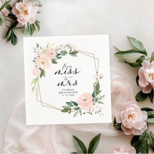 ミッ恋しく思クク赤面幾何学的ブライダルシャワー スタンダードカクテルナプキン