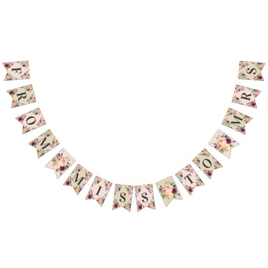 ミッ恋しく思クスへ素朴の秋フローラブライダルシャワー バンティングフラッグ (全)