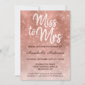 ミッ恋しく思クピンクローズ金ゴールドきらめくブライダルシャワー 招待状 (正面)