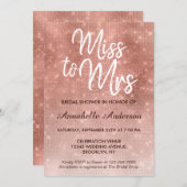 ミッ恋しく思クピンクローズ金ゴールドきらめくブライダルシャワー 招待状 (正面/裏面)