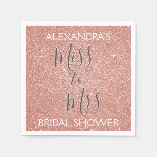 ミッ恋しく思ズにブライダルシャワーパーティーバラ金ゴールドスパークル スタンダードカクテルナプキン (正面)