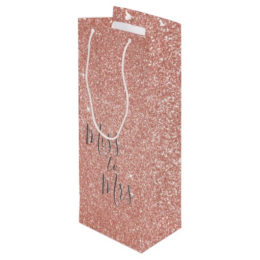 ミッ恋しく思ズにブライダルシャワーパーティーバラ金ゴールドスパークル ワインギフトバッグ (裏面アングル)