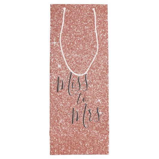 ミッ恋しく思ズにブライダルシャワーパーティーバラ金ゴールドスパークル ワインギフトバッグ (裏面)