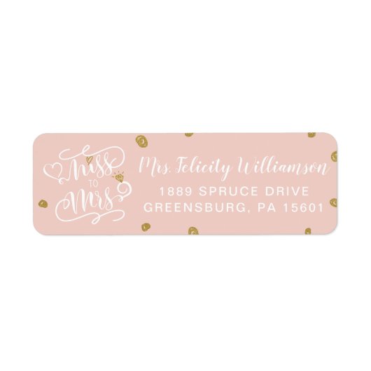 ミッ恋しく思ズに |ピンク金ゴールドグリッターハート結婚リングや輪 ラベル (正面)