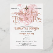 ミッ恋しく思ズへシック♥ハートマップ旅行ブライダルシャワー 箔招待状 (正面)