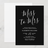 ミッ恋しく思ズシンプルモダン・ブラックブライダルシャワー 招待状 (正面/裏面)