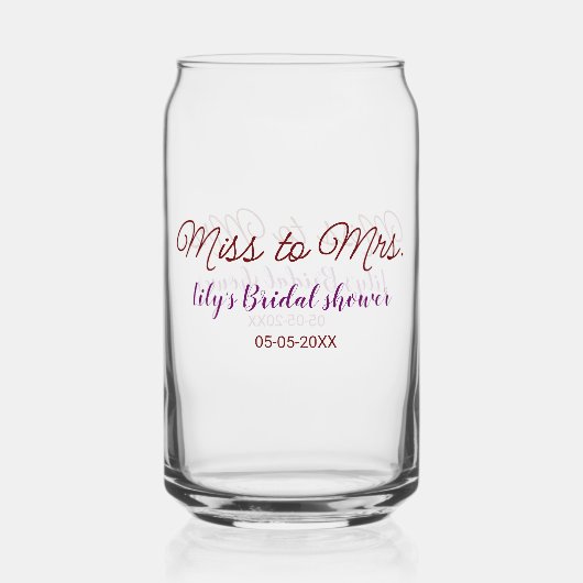 ミッ恋しく思ズブライダルシャワーに名前を追加する年simpl ガラス缶 (正面)