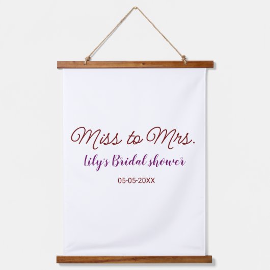 ミッ恋しく思ズブライダルシャワーに名前を追加する年simpl 吊り下げ型タペストリー (正面)