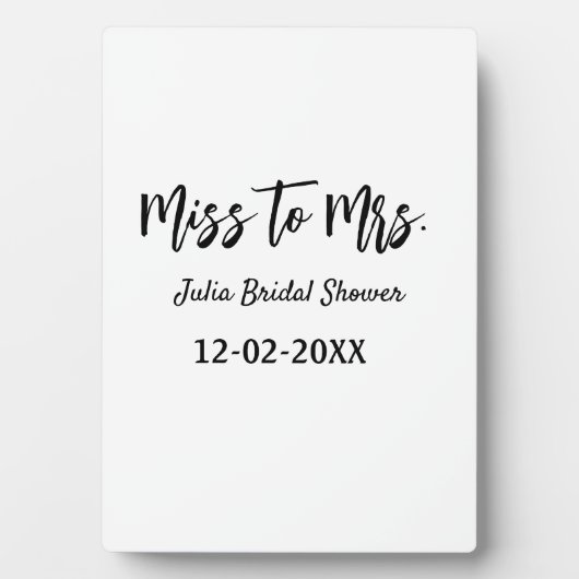 ミッ恋しく思ズブライダルシャワーに名前を追加シンプルする フォトプラーク (正面)