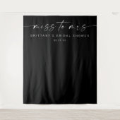 ミッ恋しく思ズブライダルシャワーデコール背景ブラック タペストリー (正面)