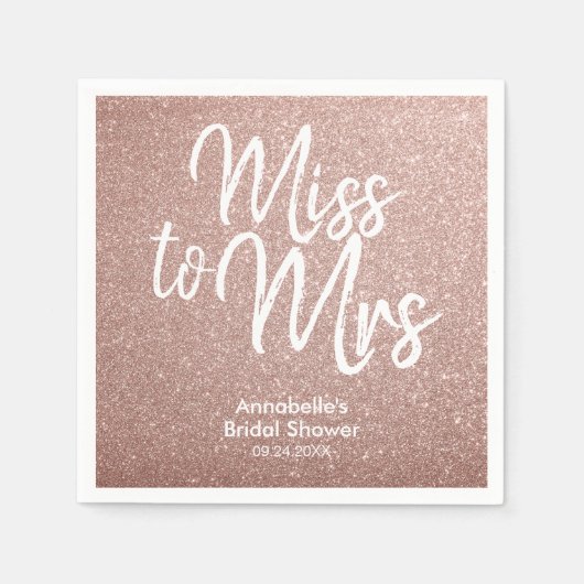 ミッ恋しく思ズブライダルシャワーバラ金ゴールドグリッターグラム スタンダードカクテルナプキン (正面)