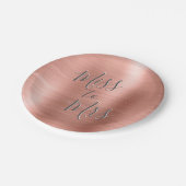 ミッ恋しく思ズブライダルシャワーパーティーバラ金ゴールドピンク ペーパープレート (アングル)