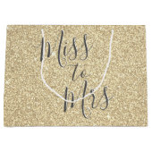 ミッ恋しく思ズブライダルシャワーパーティー金ゴールドスパークル ラージペーパーバッグ (正面)