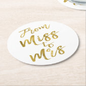 ミッ恋しく思ズブライダルシャワーパーティー金箔 ラウンドペーパーコースター (アングル)