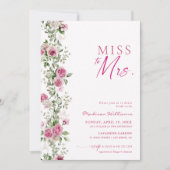 ミッ恋しく思ズブライダルシャワーホットピンクフローラへ 招待状 (正面)