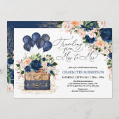 ミッ恋しく思ズブライダルシャワー海軍赤面の花 招待状 (正面/裏面)