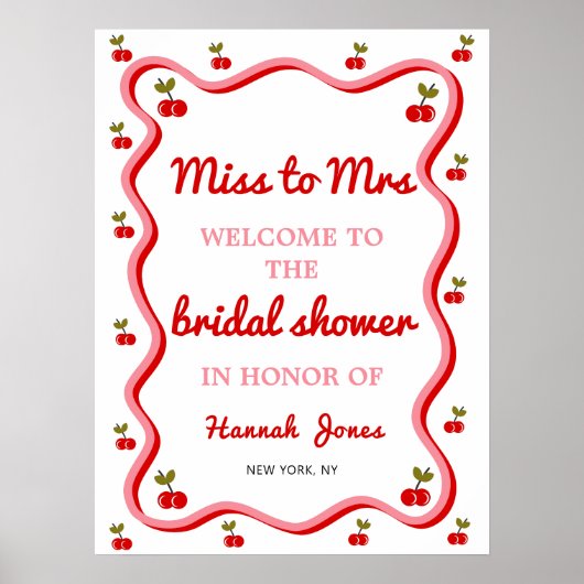 ミッ恋しく思ズレトロさくらんぼブライダルシャワーへようこそ ポスター (正面)