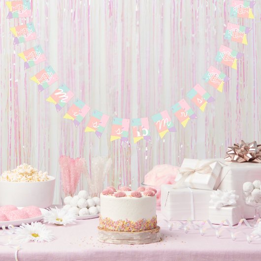 ミッ恋しく思ズレトロアイスクリームブライダルシャワー バンティングフラッグ